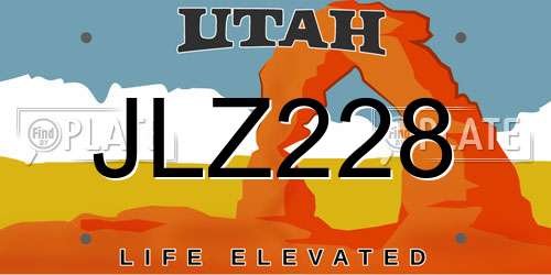 JLZ228 Utah License Plate