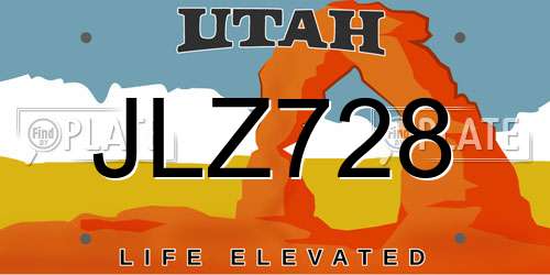 JLZ728 Utah License Plate