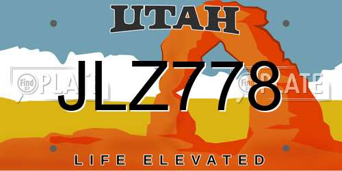 JLZ778 Utah License Plate