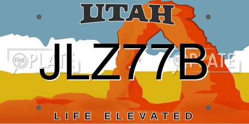 JLZ77B Utah License Plate