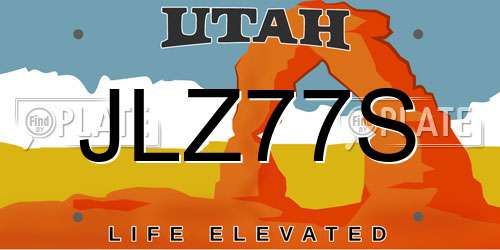 JLZ77S Utah License Plate