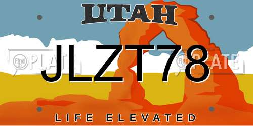 JLZT78 Utah License Plate