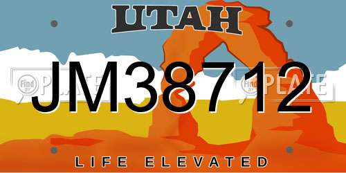 JM38712 Utah License Plate