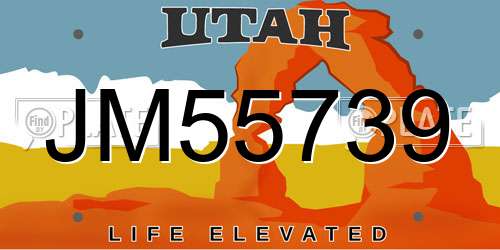 JM55739 Utah License Plate