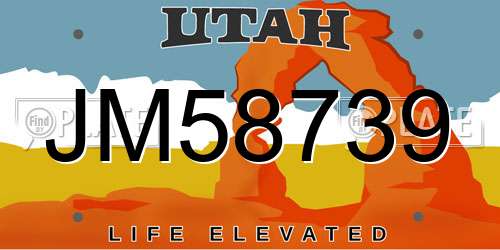 JM58739 Utah License Plate