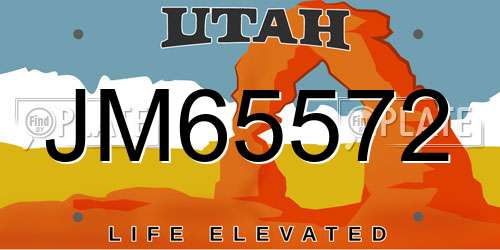 JM65572 Utah License Plate