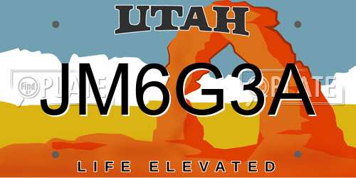 JM6G3A Utah License Plate