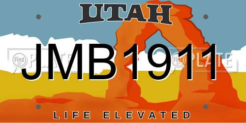 JMB1911 Utah License Plate