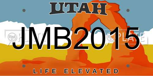 JMB2015 Utah License Plate