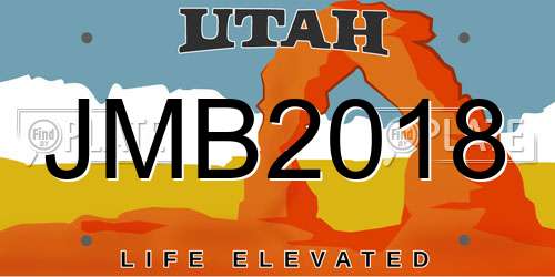 JMB2018 Utah License Plate