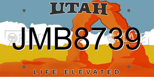 JMB8739 Utah License Plate