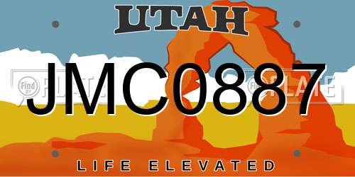 JMC0887 Utah License Plate