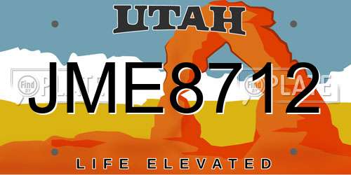JME8712 Utah License Plate