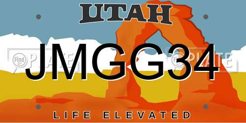 JMGG34 Utah License Plate