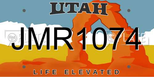 JMR1074 Utah License Plate