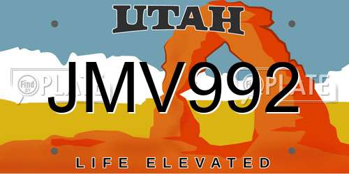 JMV992 Utah License Plate
