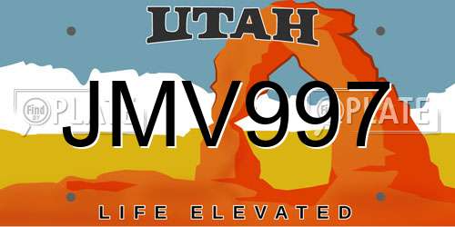JMV997 Utah License Plate