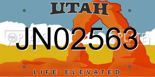 JN02563 Utah License Plate