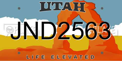 JND2563 Utah License Plate