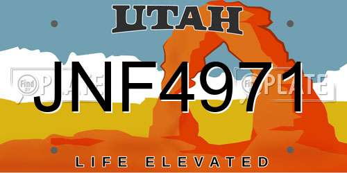 JNF4971 Utah License Plate