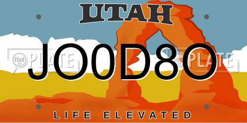 JO0D8O Utah License Plate