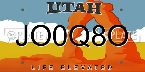 JO0Q8O Utah License Plate