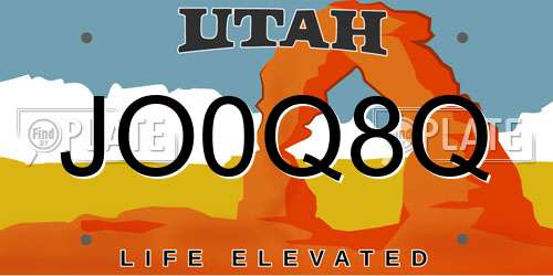 JO0Q8Q Utah License Plate