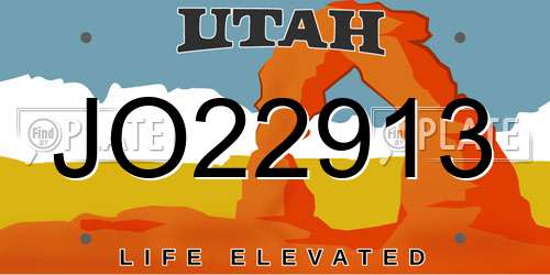 JO22913 Utah License Plate