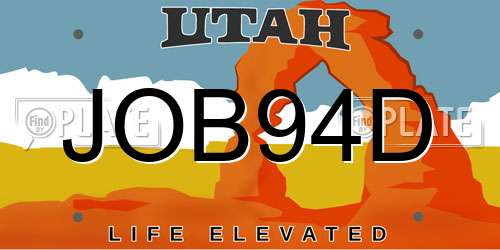 JOB94D Utah License Plate
