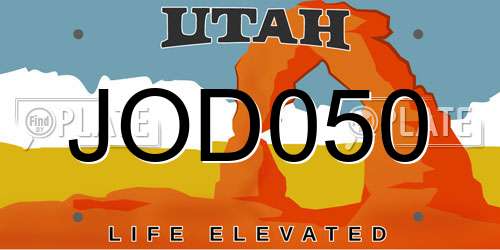 JOD050 Utah License Plate