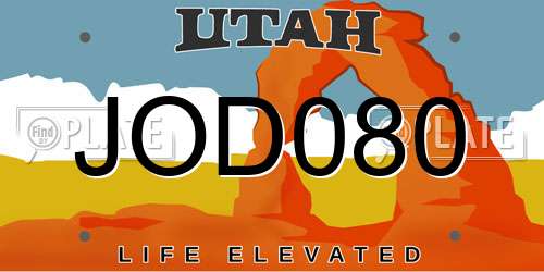 JOD080 Utah License Plate