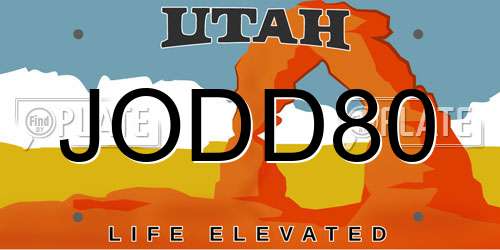 JODD80 Utah License Plate