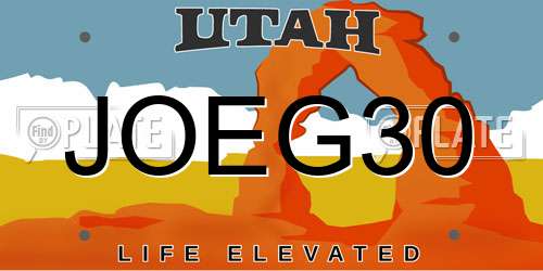 JOEG30 Utah License Plate