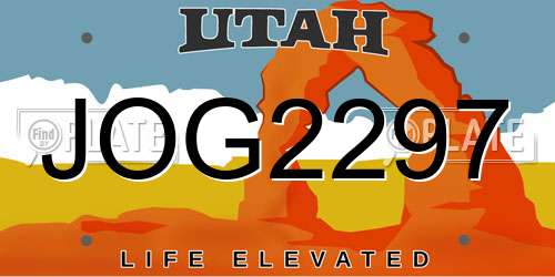 JOG2297 Utah License Plate