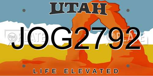 JOG2792 Utah License Plate