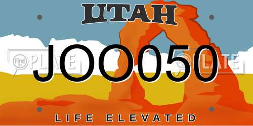 JOO050 Utah License Plate