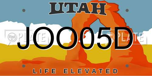 JOO05D Utah License Plate
