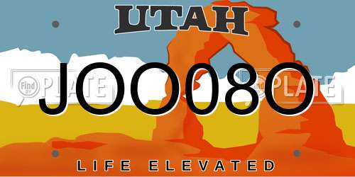 JOO08O Utah License Plate