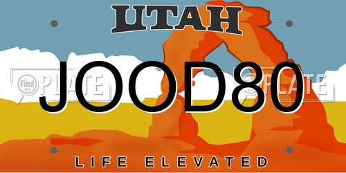 JOOD80 Utah License Plate