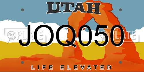 JOQ050 Utah License Plate