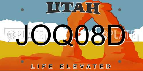 JOQ08D Utah License Plate