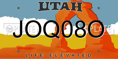 JOQ08O Utah License Plate