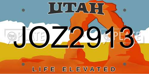 JOZ2913 Utah License Plate