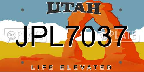 JPL7037 Utah License Plate