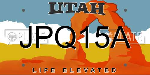 JPQ15A Utah License Plate