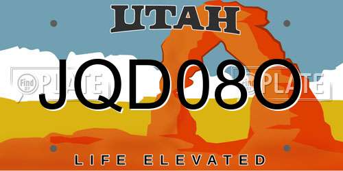 JQD08O Utah License Plate