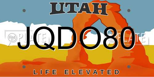 JQDO80 Utah License Plate
