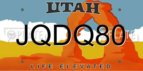 JQDQ80 Utah License Plate