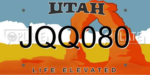 JQQ080 Utah License Plate