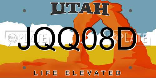 JQQ08D Utah License Plate